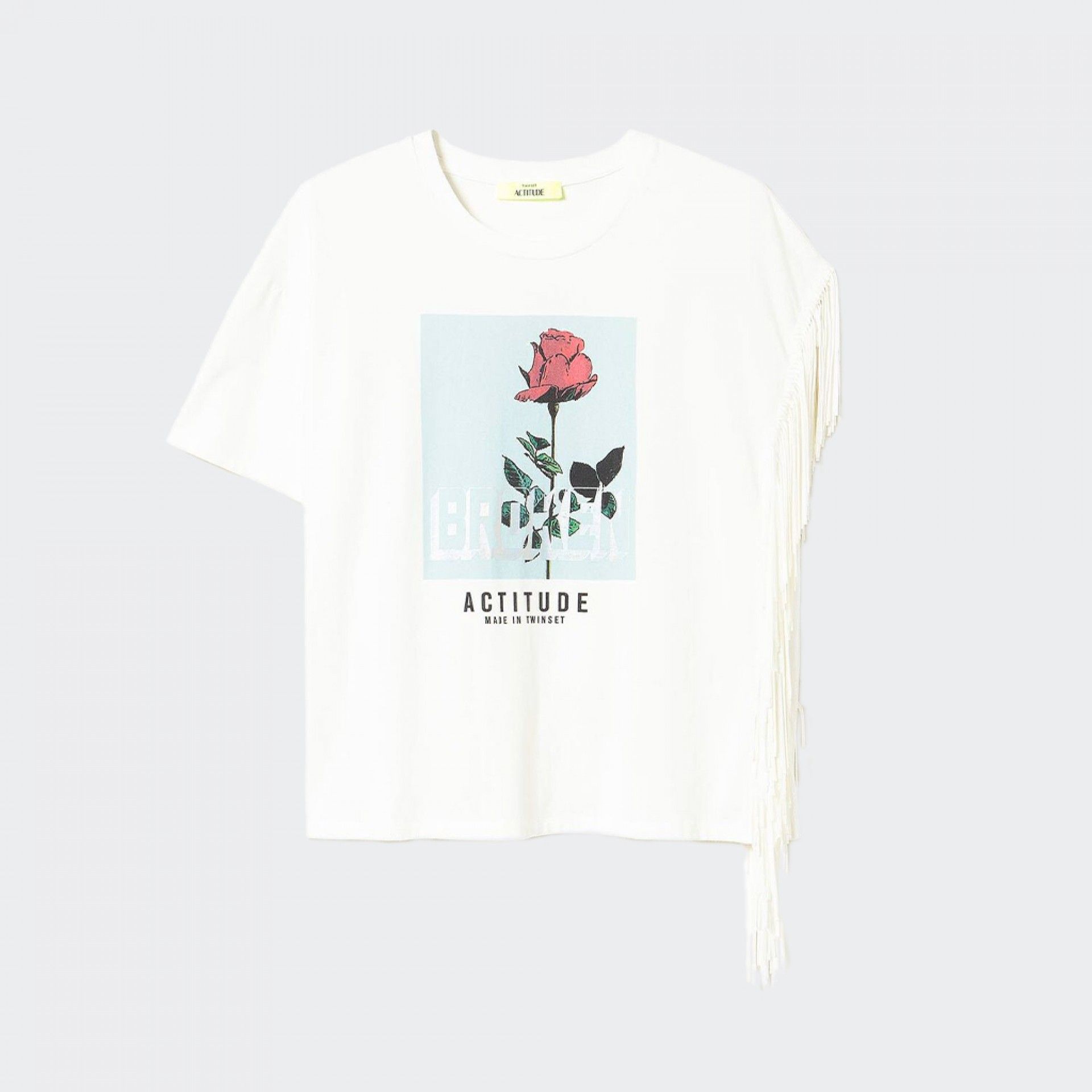 T-Shirt com estampado e franjas Twinset