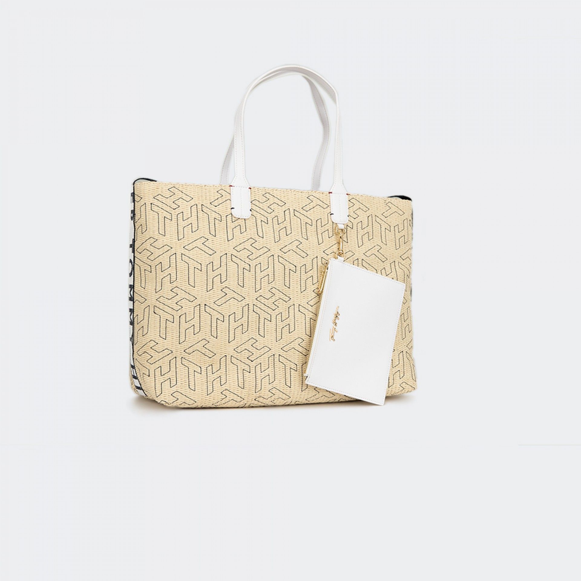 Tommy Hilfiger Monogram Straw Shoulder Bag