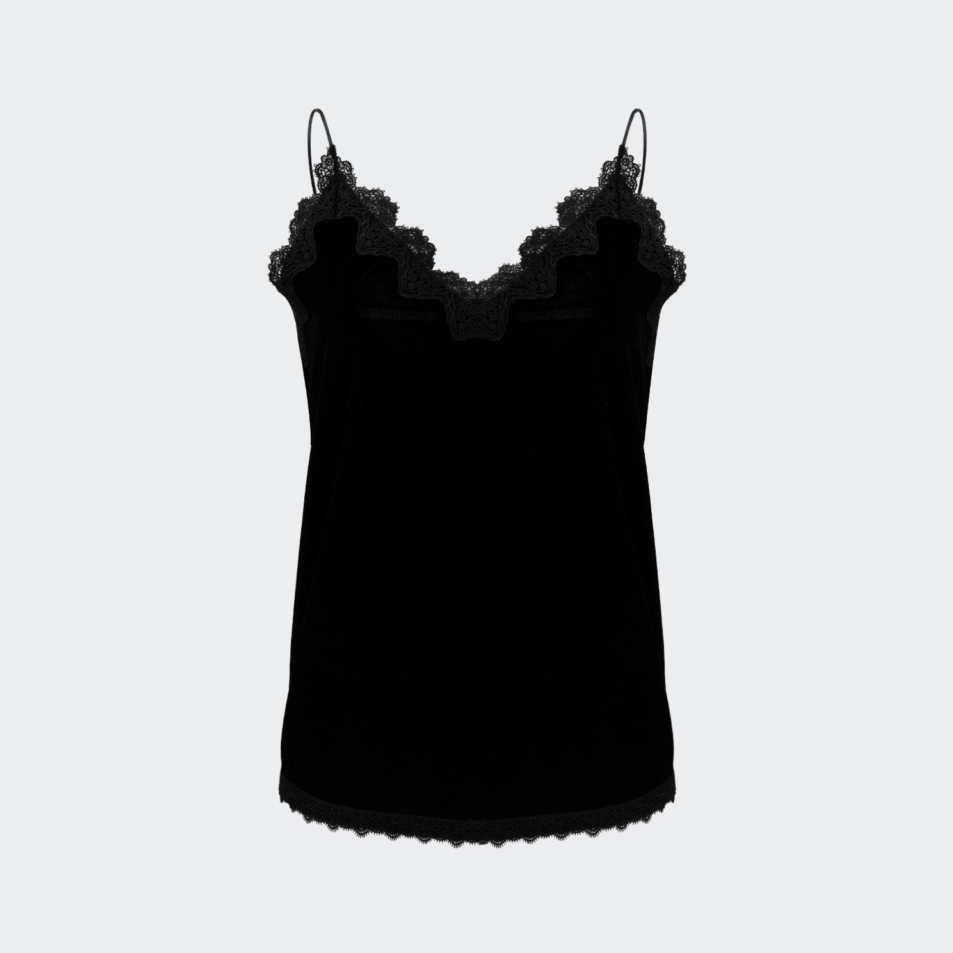 Velvet Strap Top with Fracomina Lace