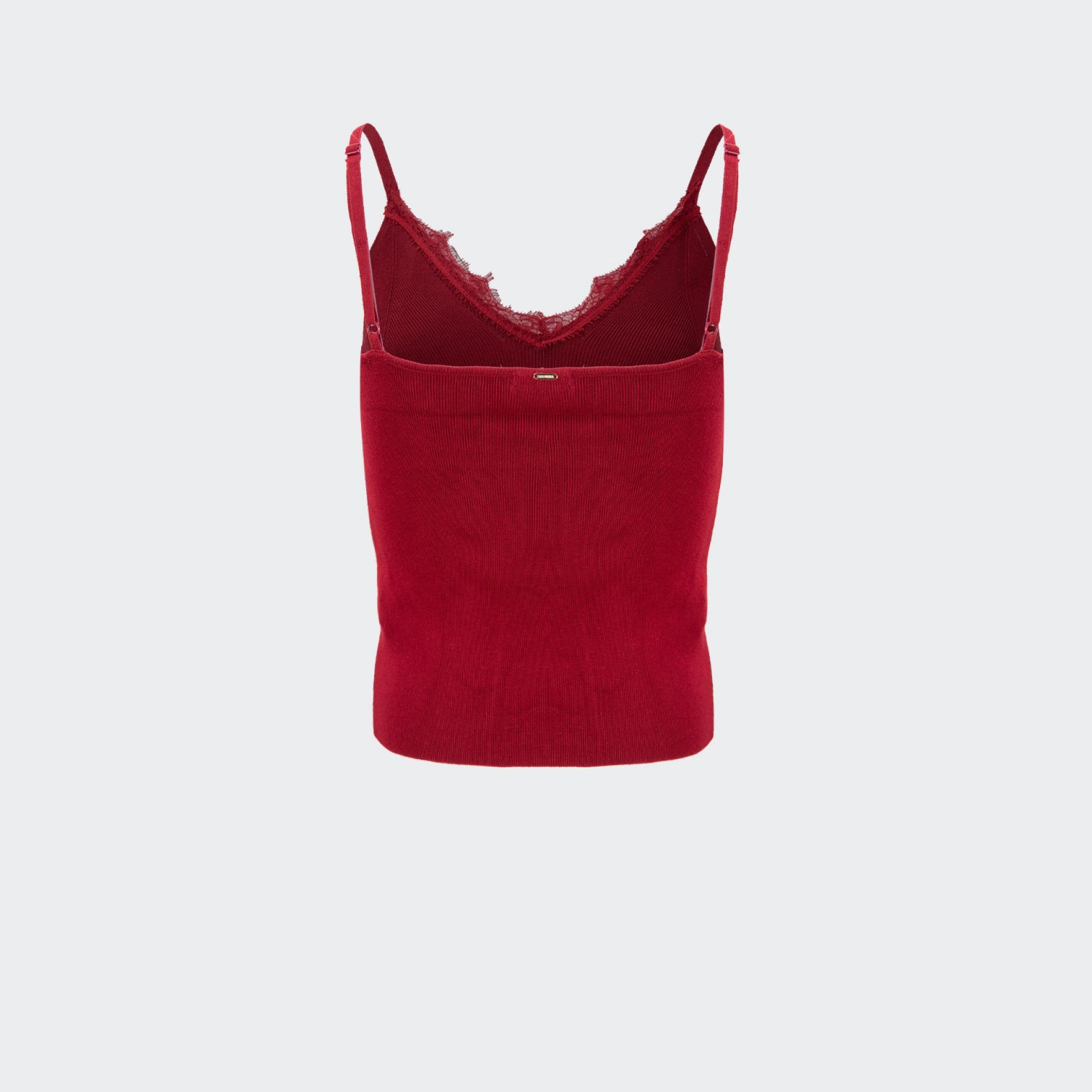 Ribbed Strap Top with Fracomina Lace