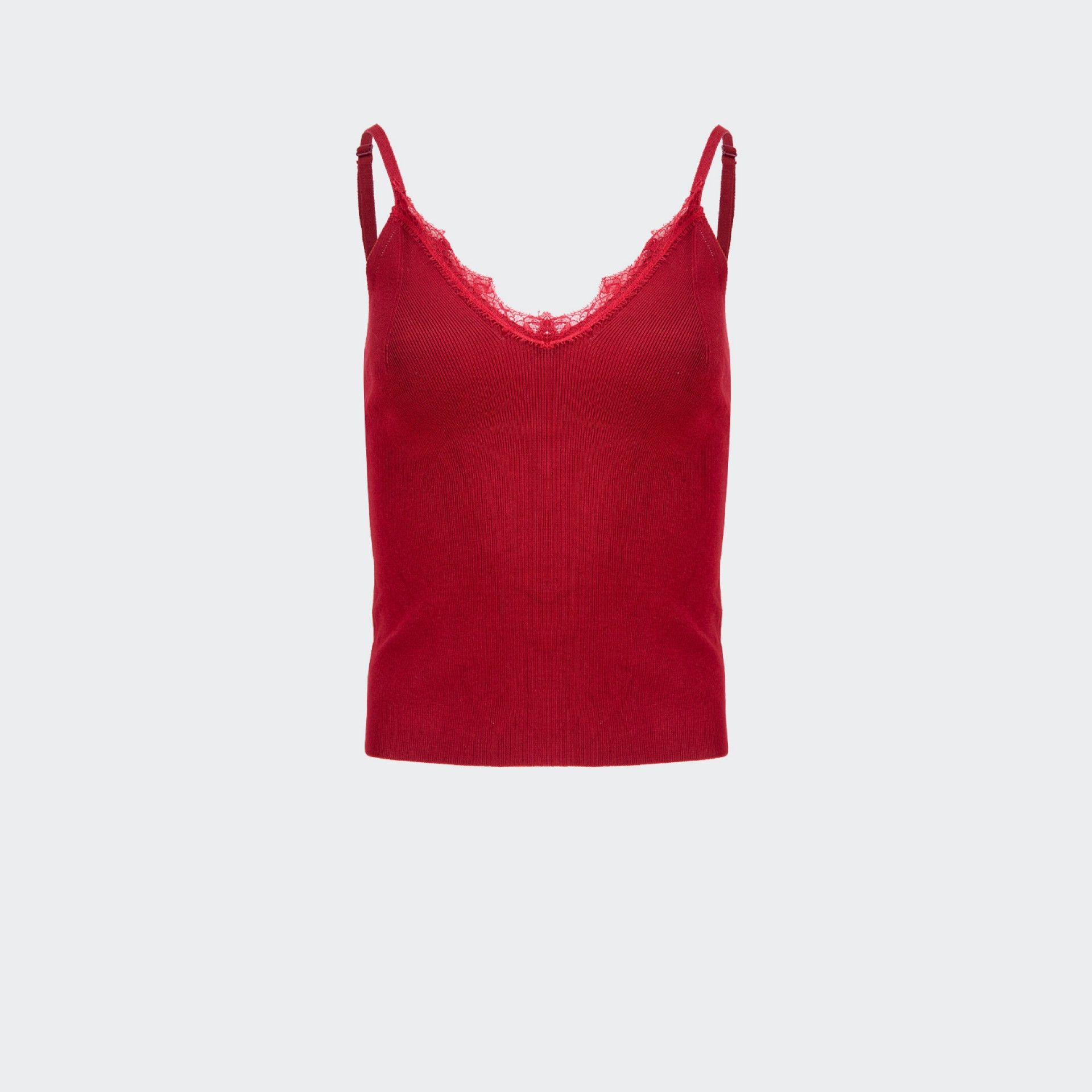 Ribbed Strap Top with Fracomina Lace