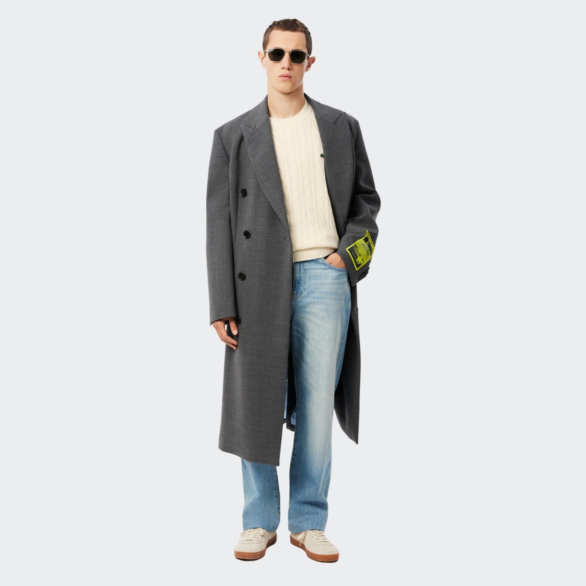 Camisola de Malha entrançada em lã cardada Lacoste