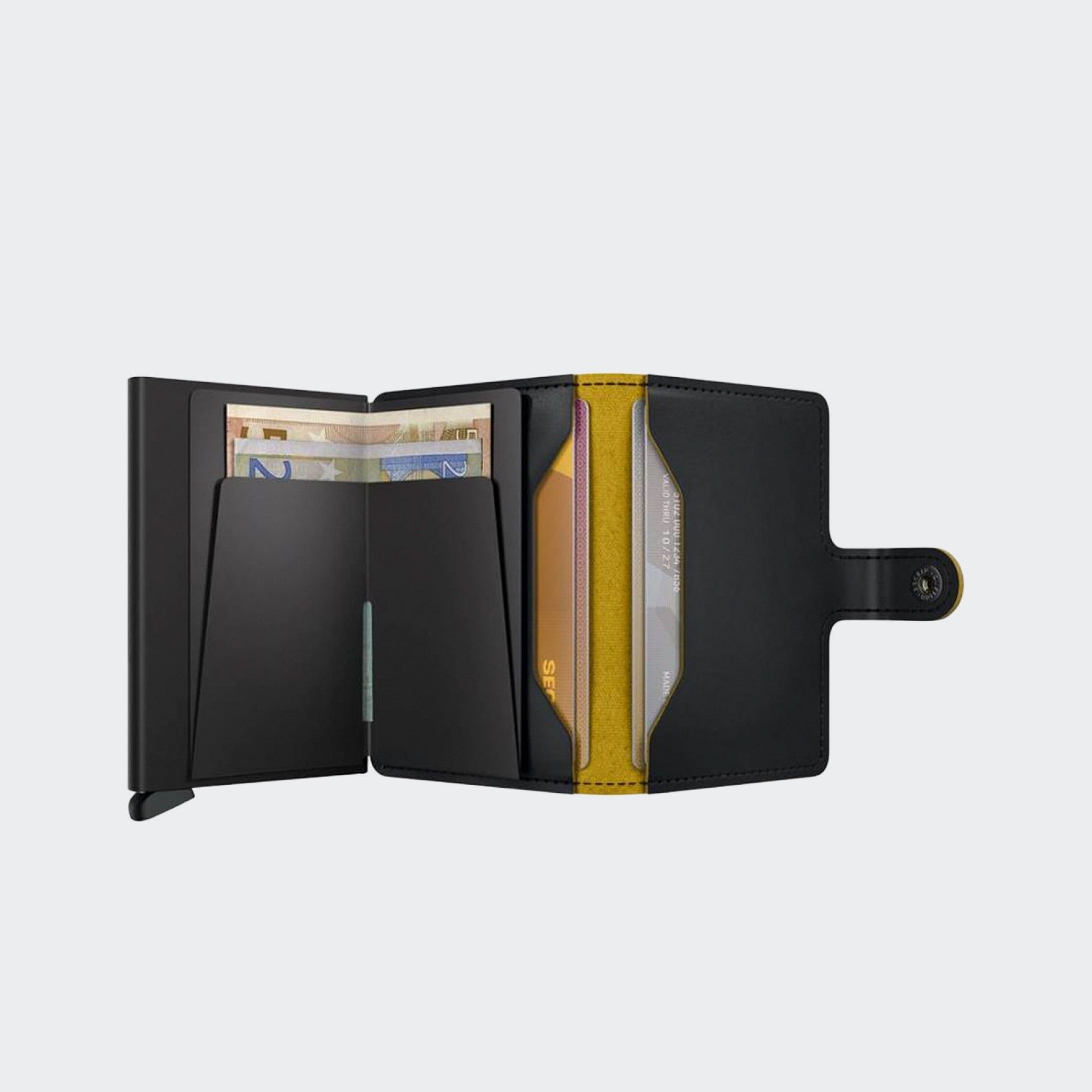 Cartera Secrid Miniwallet negra mate y ocre
