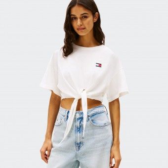 White Knot Cropped T-Shirt Tommy Jeans