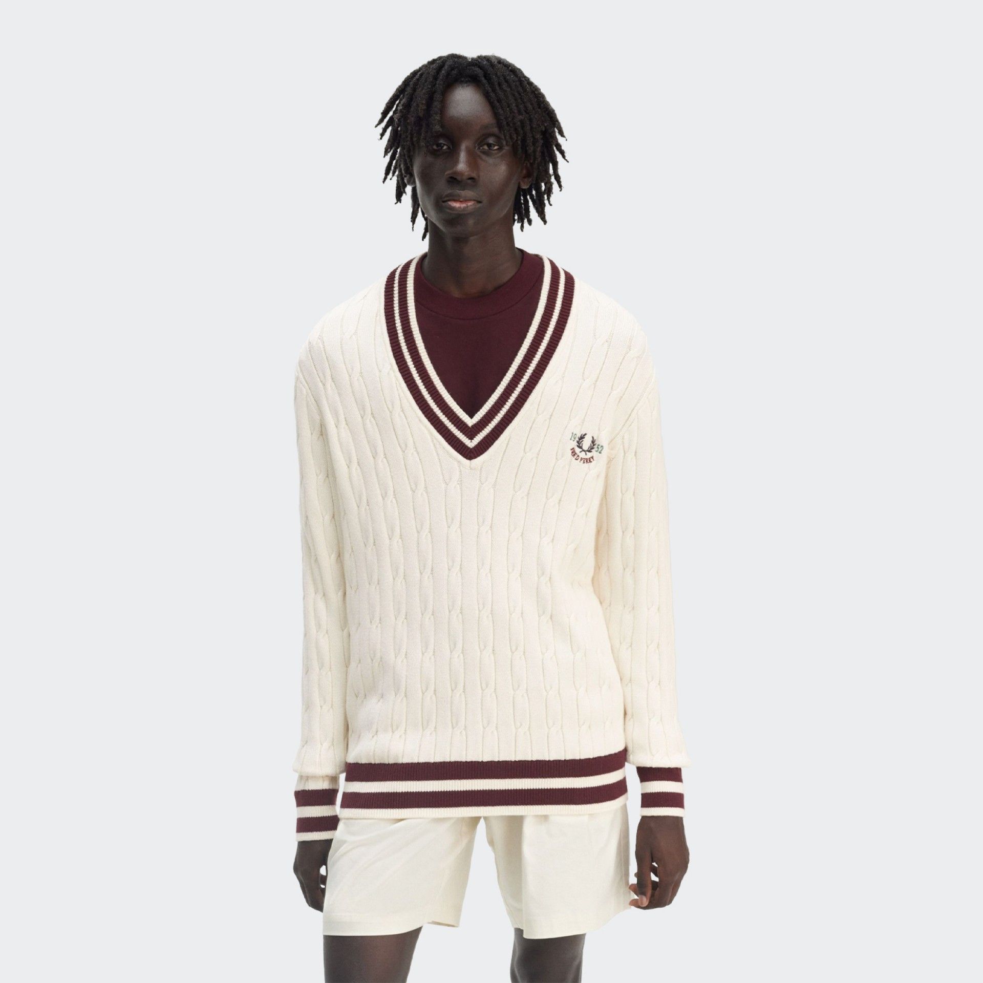Pull tennis en Maille Tressée Fred Perry