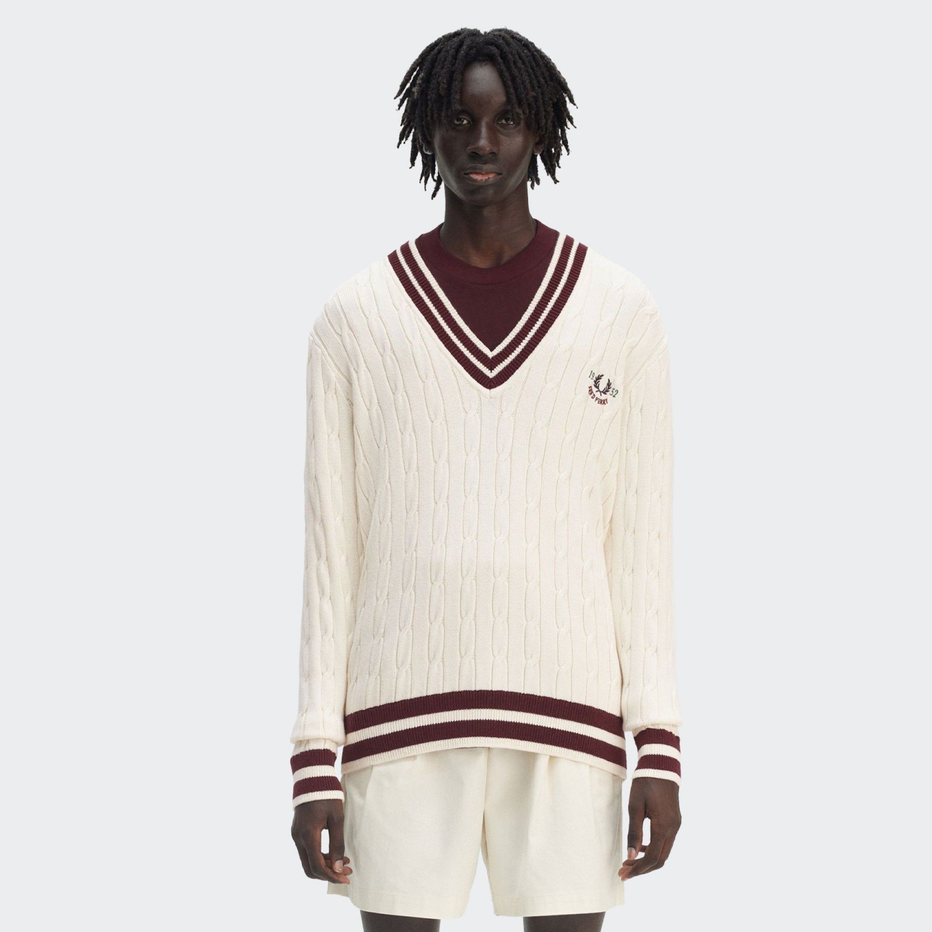 Pull tennis en Maille Tressée Fred Perry