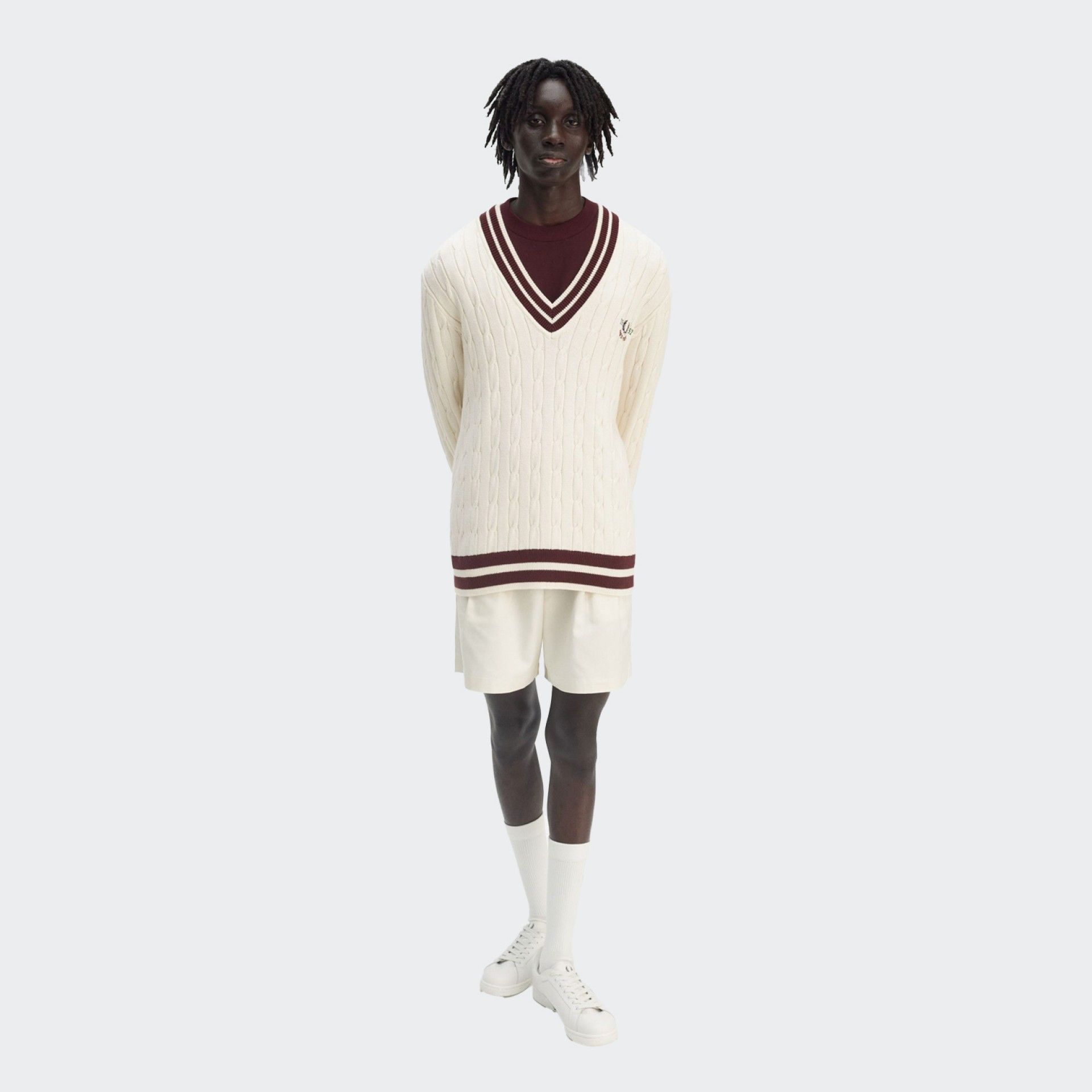 Pull tennis en Maille Tressée Fred Perry