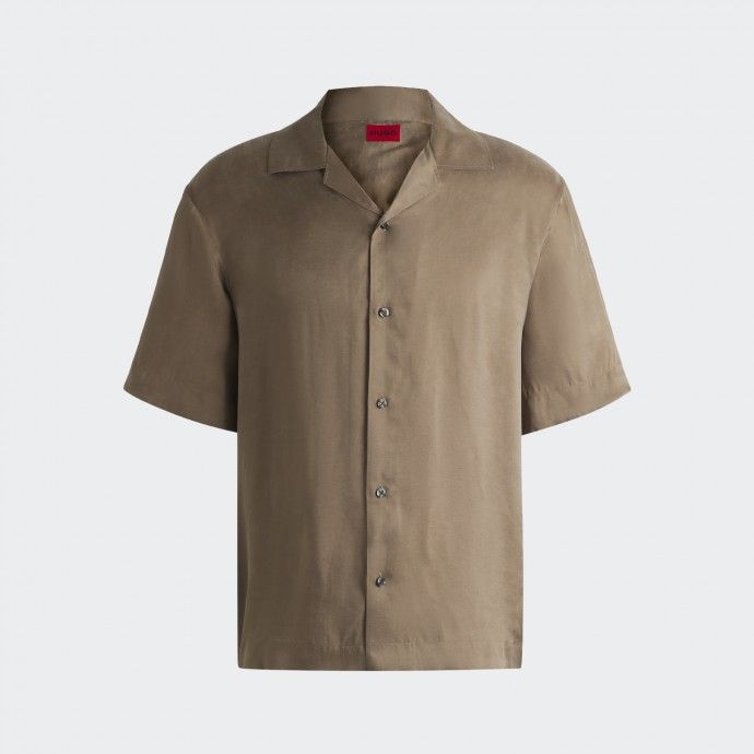 Camisa Loose Fit en Sarga Brillante Hugo