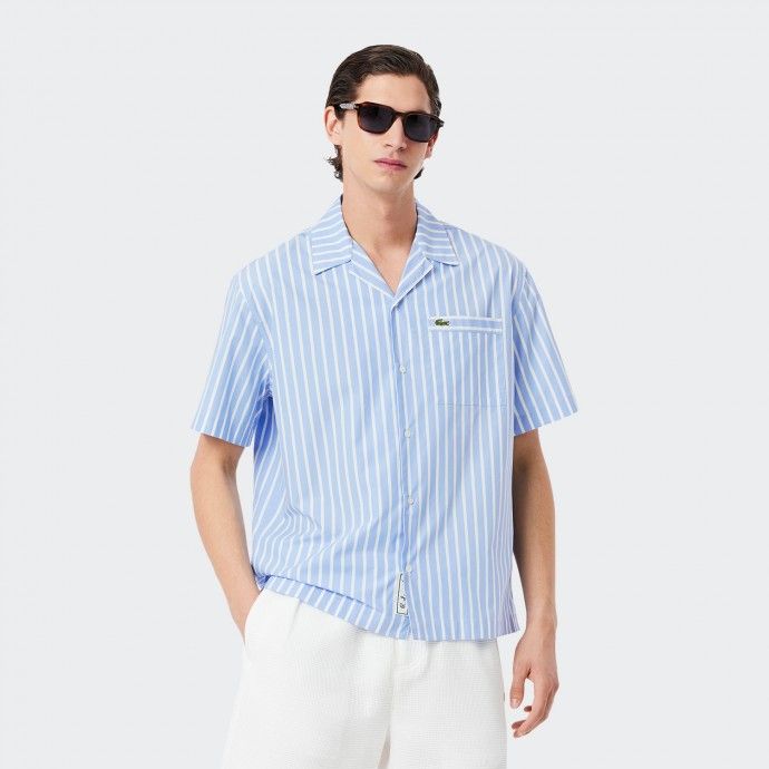 Camisa de Manga Corta a Rayas Lacoste