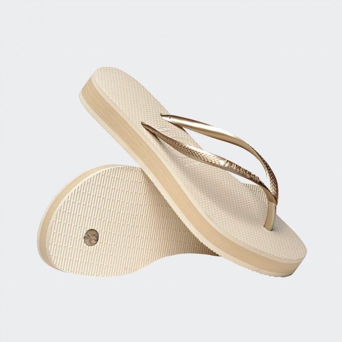 Havaianas Slim Flatform Gold Slippers