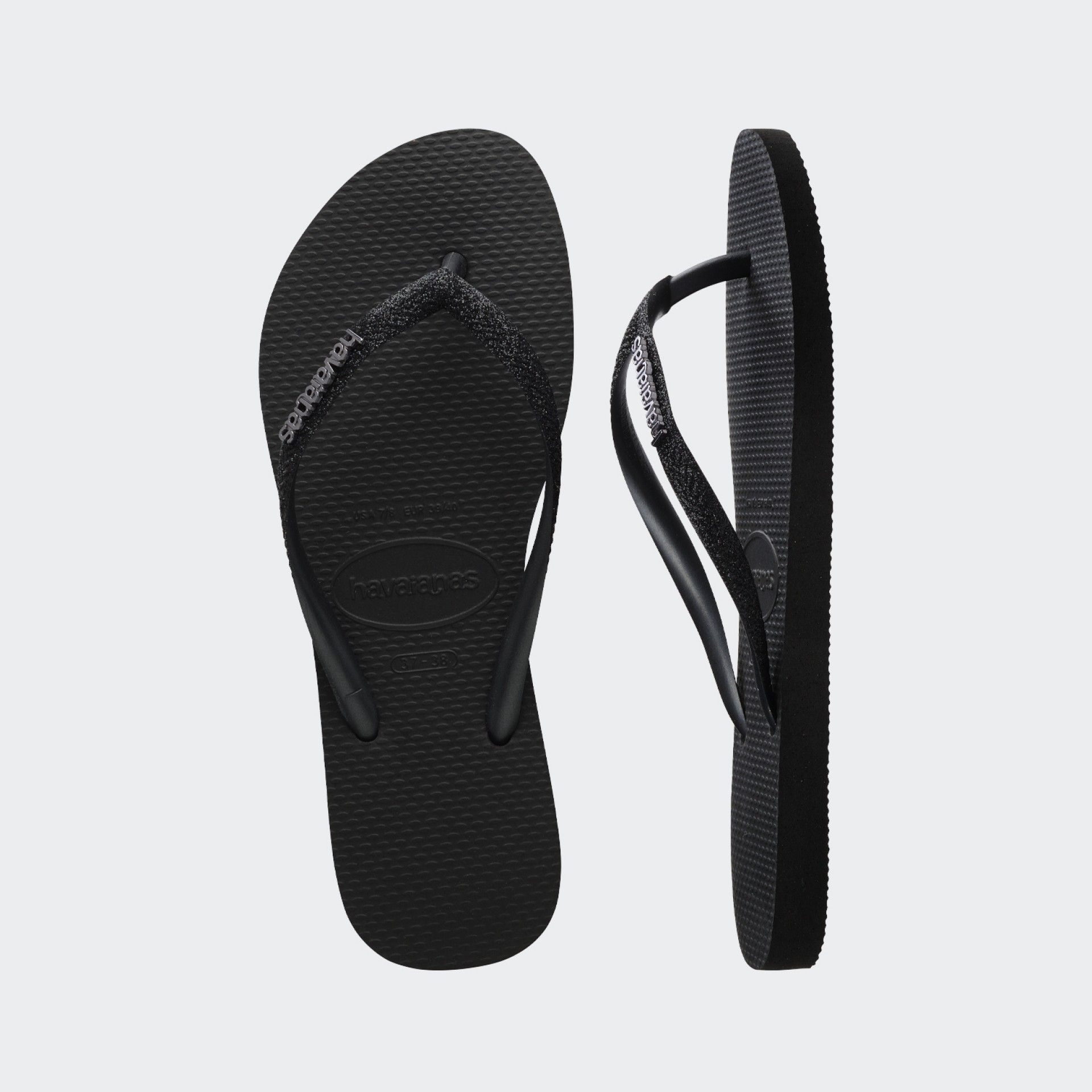 Havaianas Slim Glitter II Black Slippers