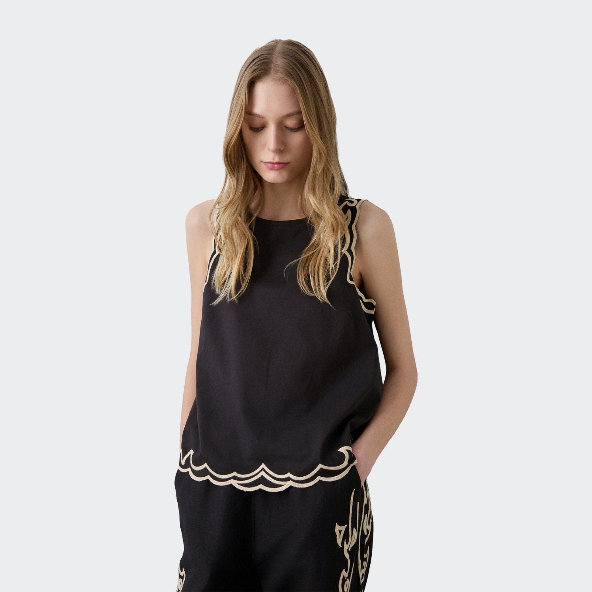 BSB Embroidered Sleeveless Top