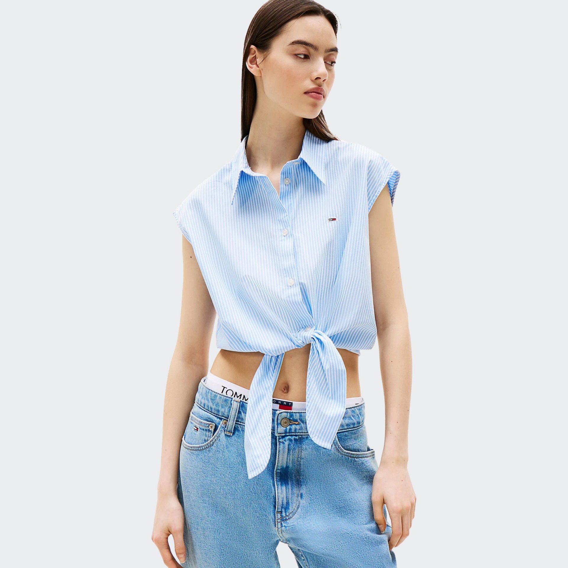 Tommy Jeans Camisa de Popelina Cropped