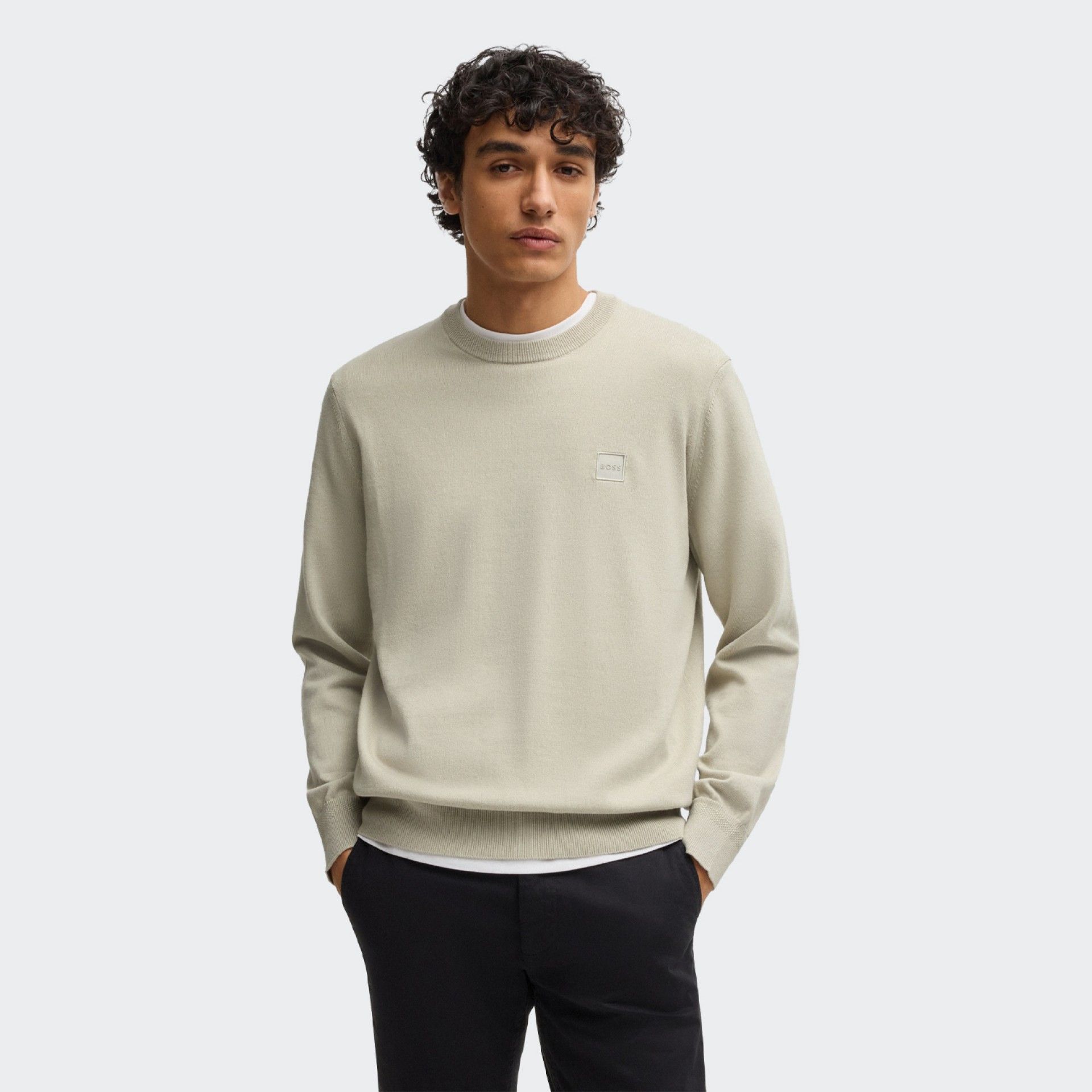 Beige Boss Logo Sweater