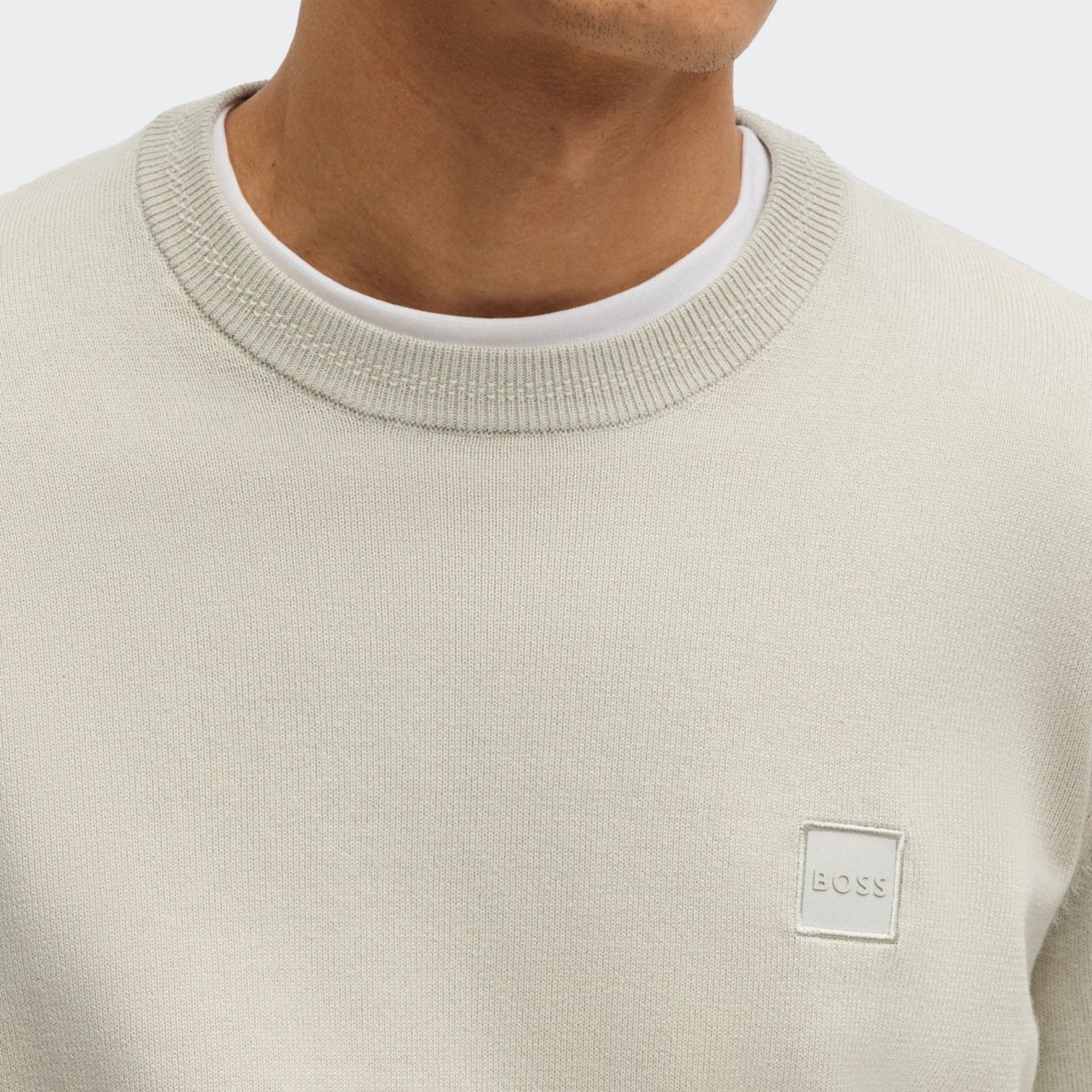 Beige Boss Logo Sweater