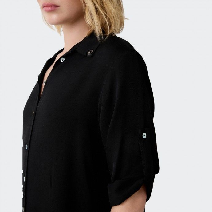 Vestido Camiseiro Midi Preto BSB