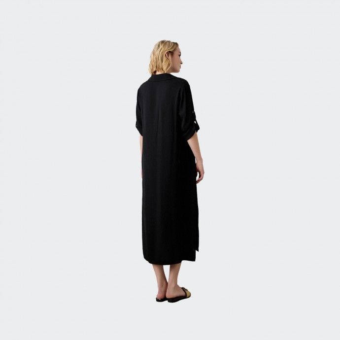 Vestido Camiseiro Midi Preto BSB