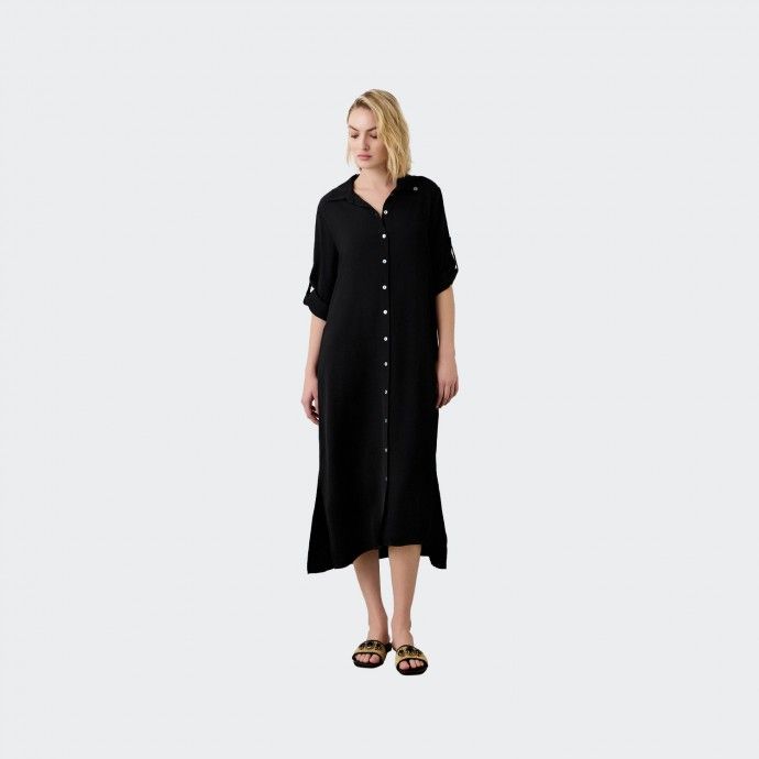Vestido Camiseiro Midi Preto BSB