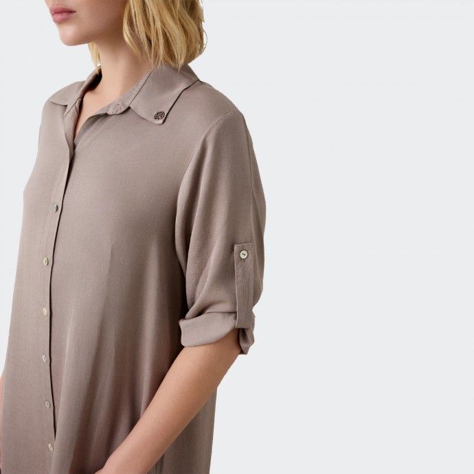 Vestido Camiseiro Midi Castanho BSB