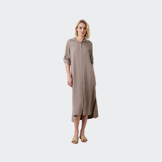 Vestido Camiseiro Midi Castanho BSB