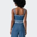Fracomina Chambray Cropped Top with Straps