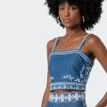 Fracomina Chambray Cropped Top with Straps