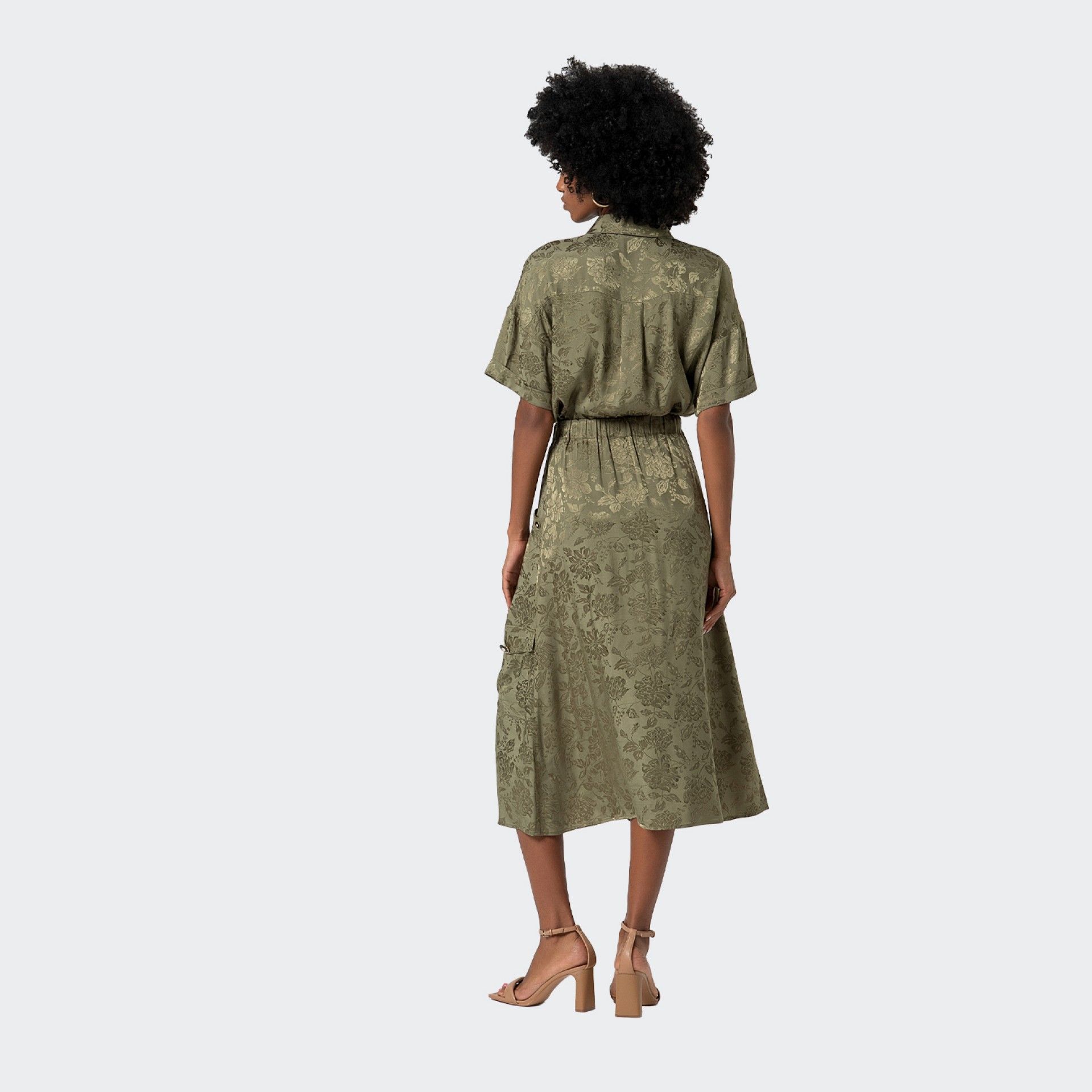 Falda Ancha Floreada Efecto Jacquard Fracomina