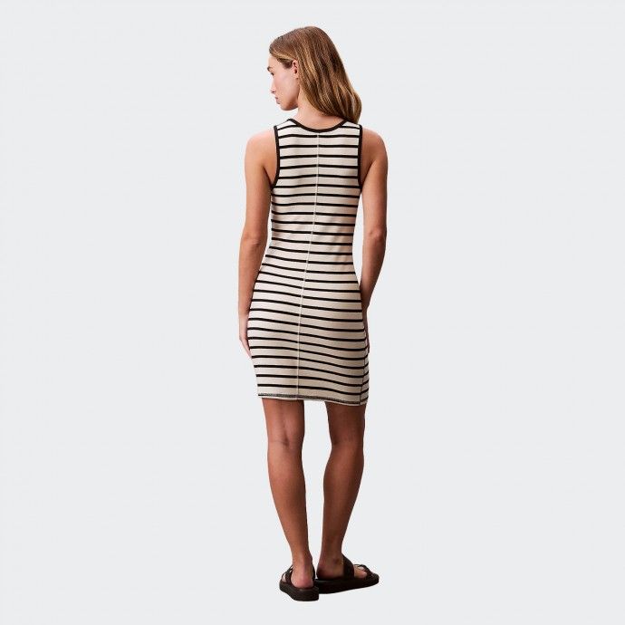 Calvin Klein Striped Ribbed Dress