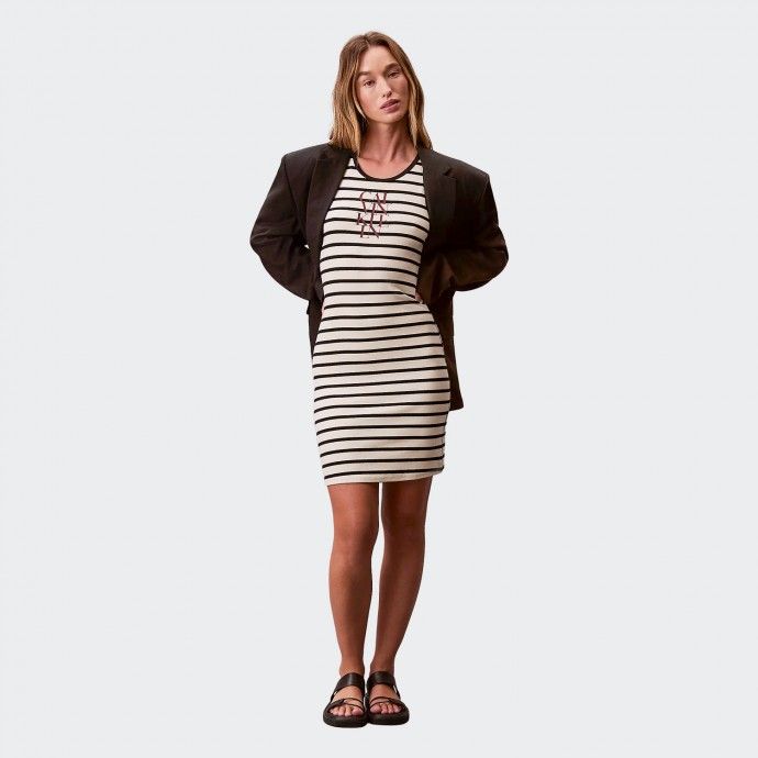 Calvin Klein Striped Ribbed Dress