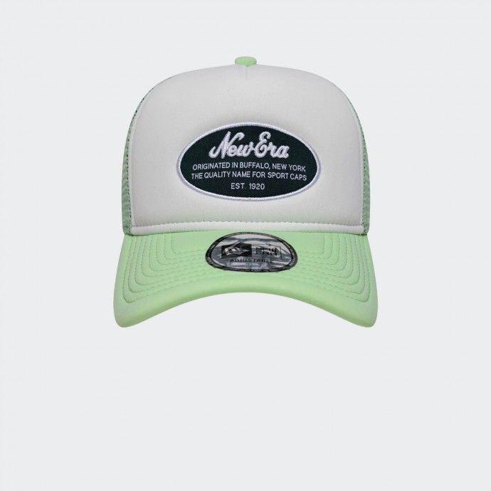 New Era Oval Foam Patch Trucker Hat in White and Green Buy
