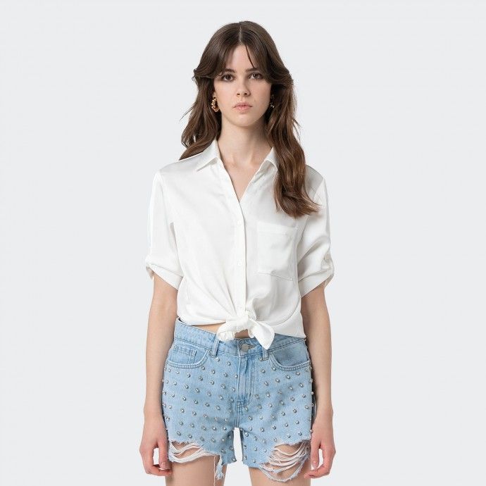 Denim shorts with embellishments Fracomina