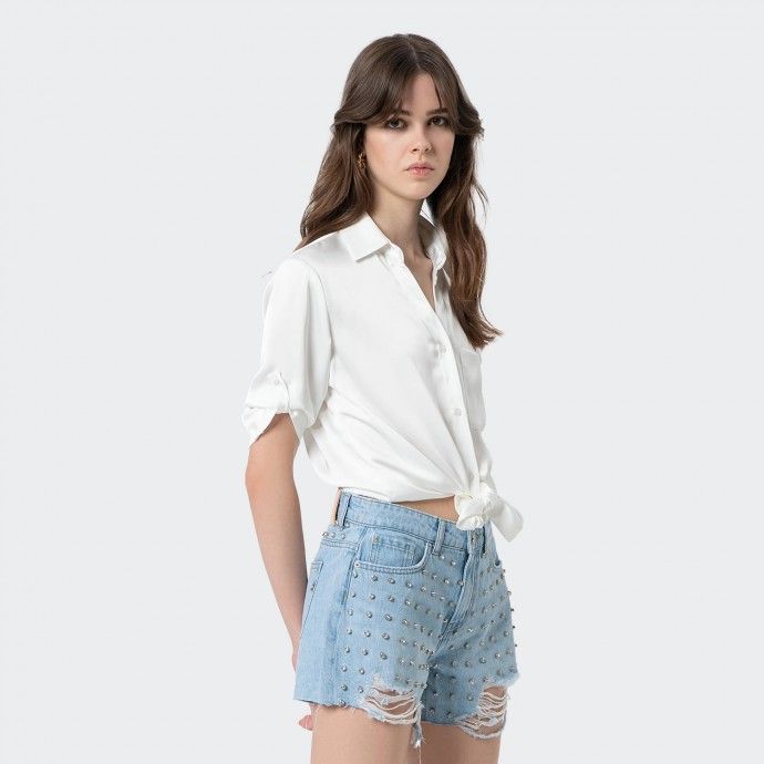 Denim shorts with embellishments Fracomina