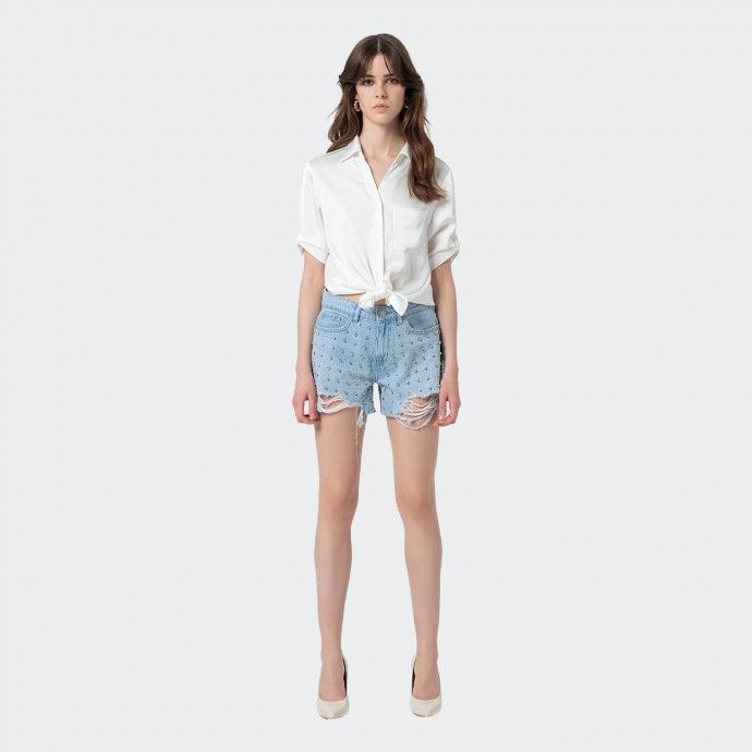 Denim shorts with embellishments Fracomina