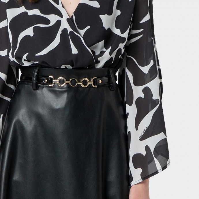 Jupe mi-longue en cuir synthtique Fracomina