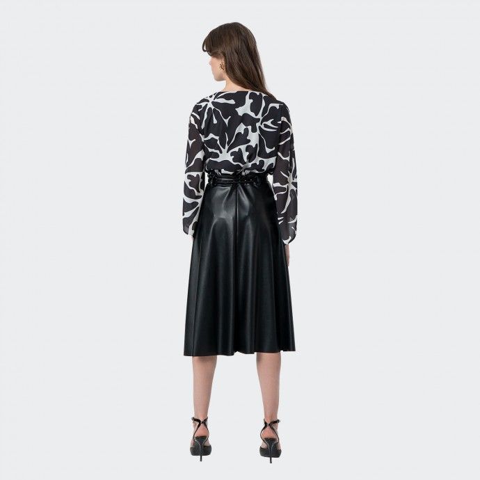 Jupe mi-longue en cuir synthtique Fracomina