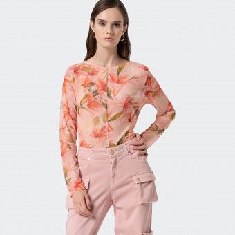 Slim fit bodysuit with Fracomina floral pattern