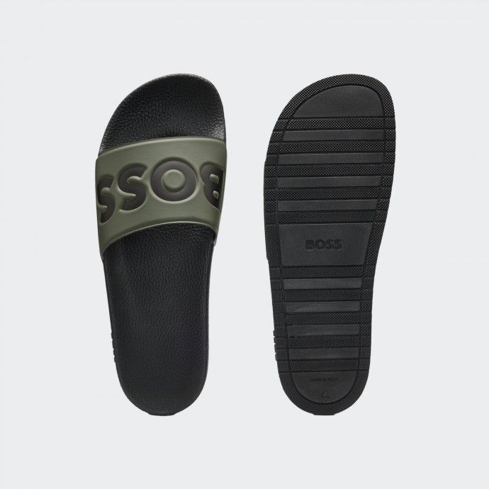 Slippers with large Boss logo detail