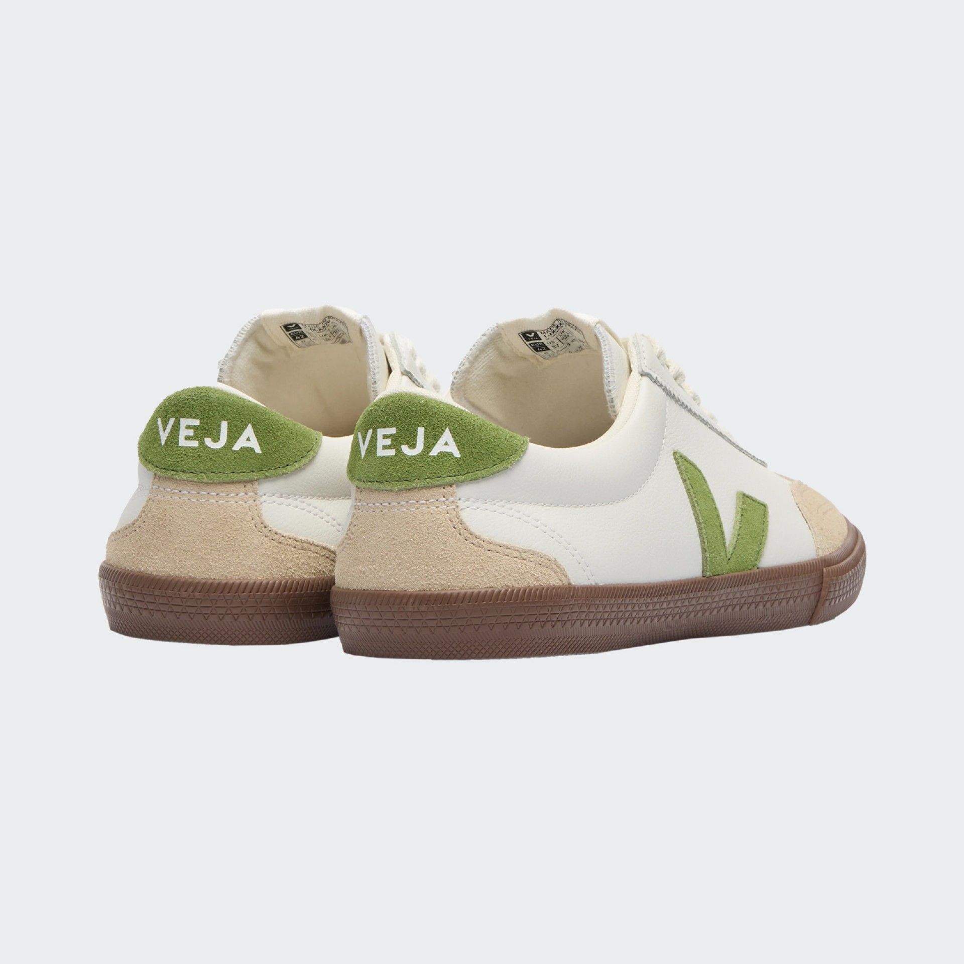 Baskets Veja Volley en cuir blanc écorce de kiwi