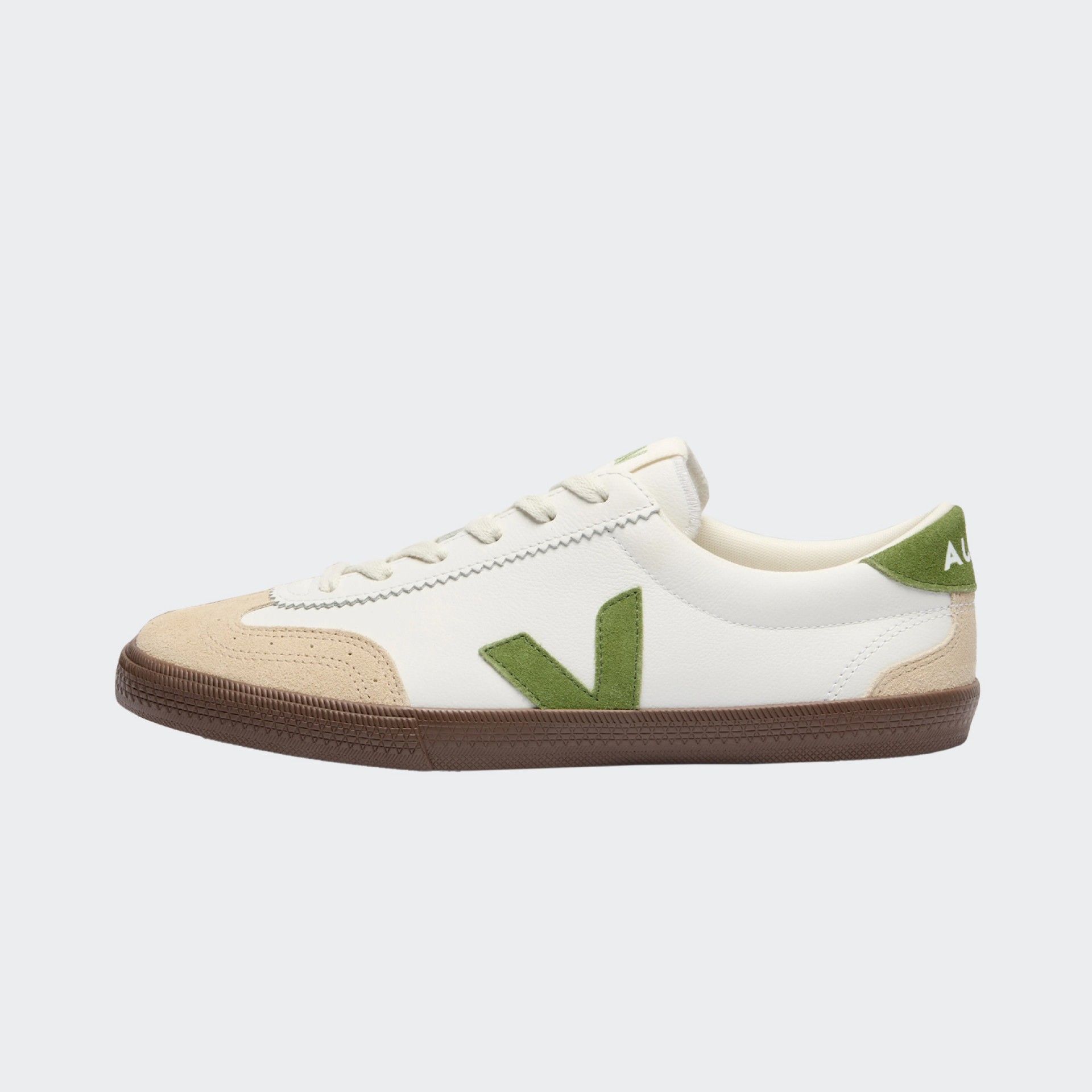 Baskets Veja Volley en cuir blanc écorce de kiwi