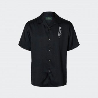Urban Project Oversized Shirt with Floral Embroidery