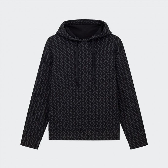 Hoodie com Logtipo All Over Armani Exchange
