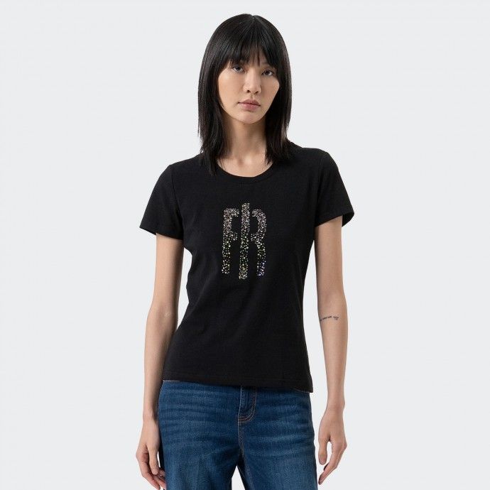 T-shirt slim fit com strass Fracomina