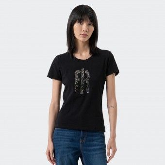 T-shirt slim fit com strass Fracomina
