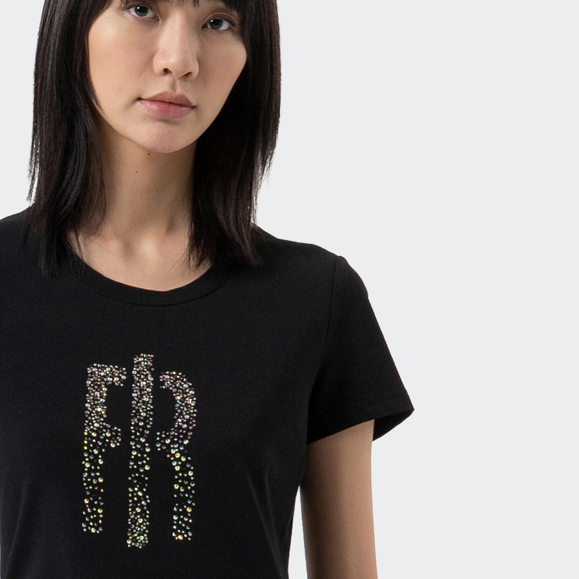 T-shirt slim fit com strass Fracomina