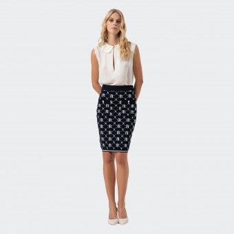 Jupe en maille coupe slim avec motif logo Fracomina