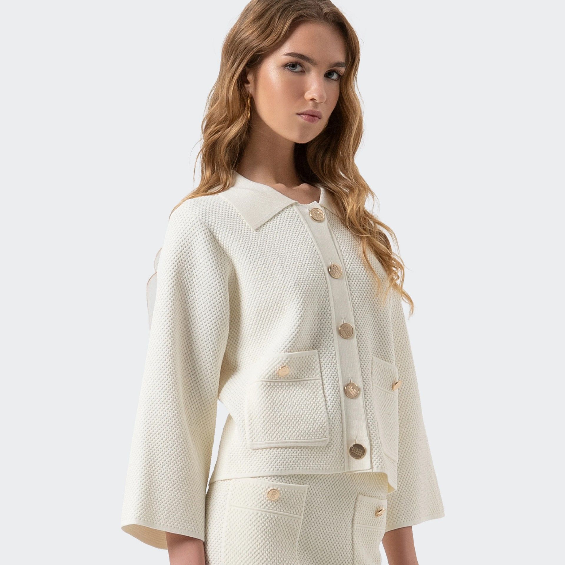 Fracomina Rice Stitch Knit Cardigan