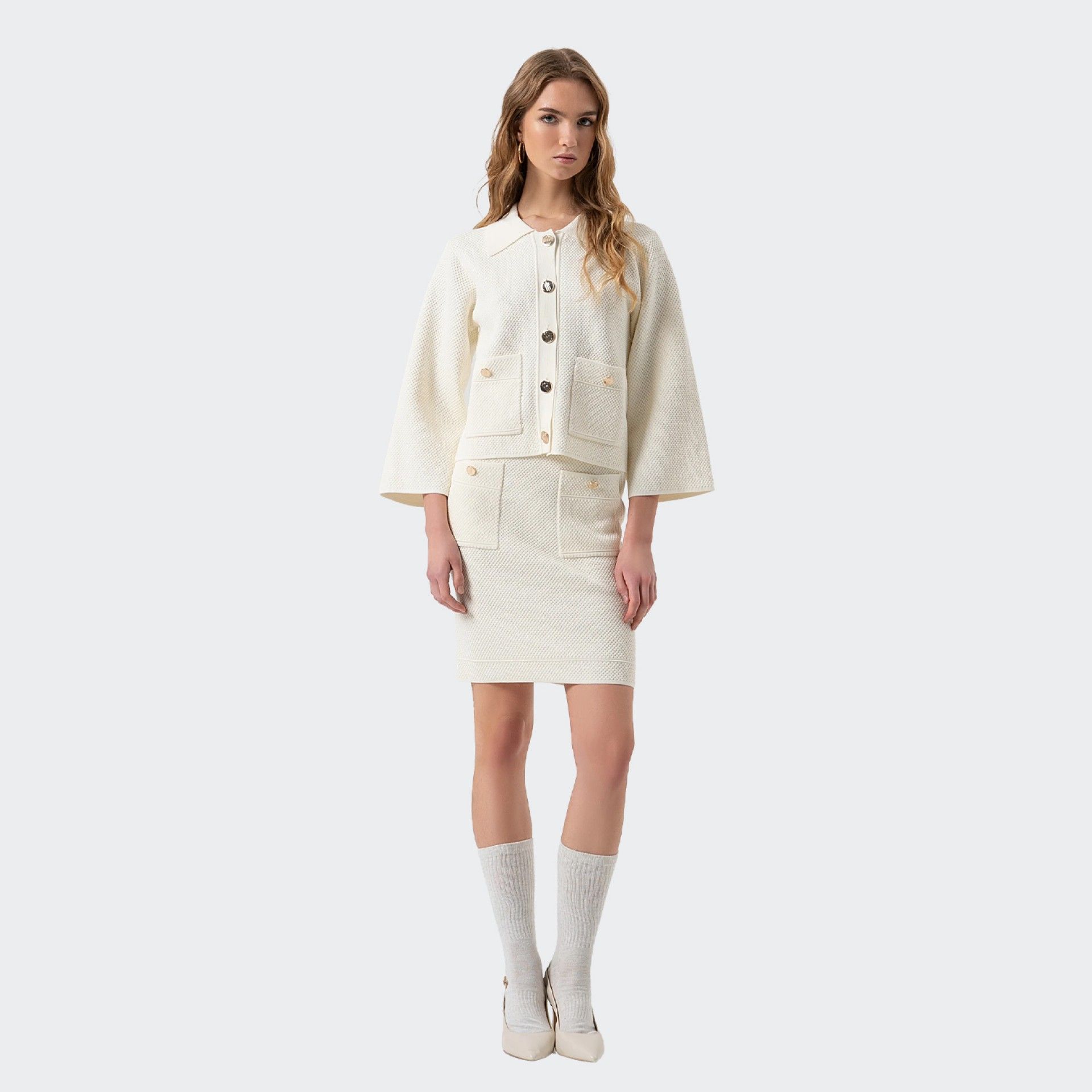 Fracomina Rice Stitch Knit Cardigan