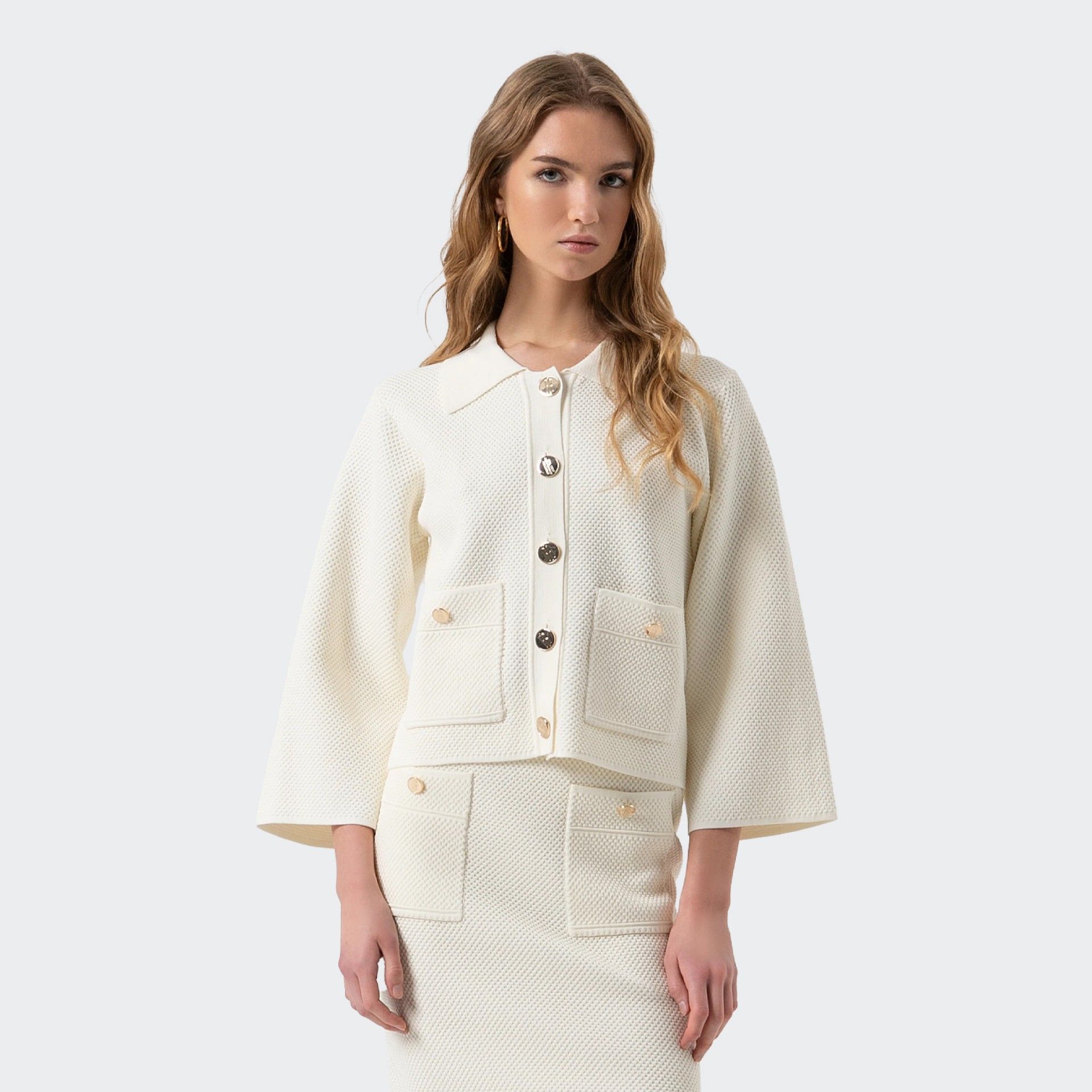 Fracomina Rice Stitch Knit Cardigan