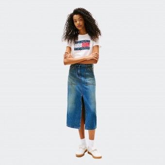 T-shirt com Logtipo Floral Tommy Jeans