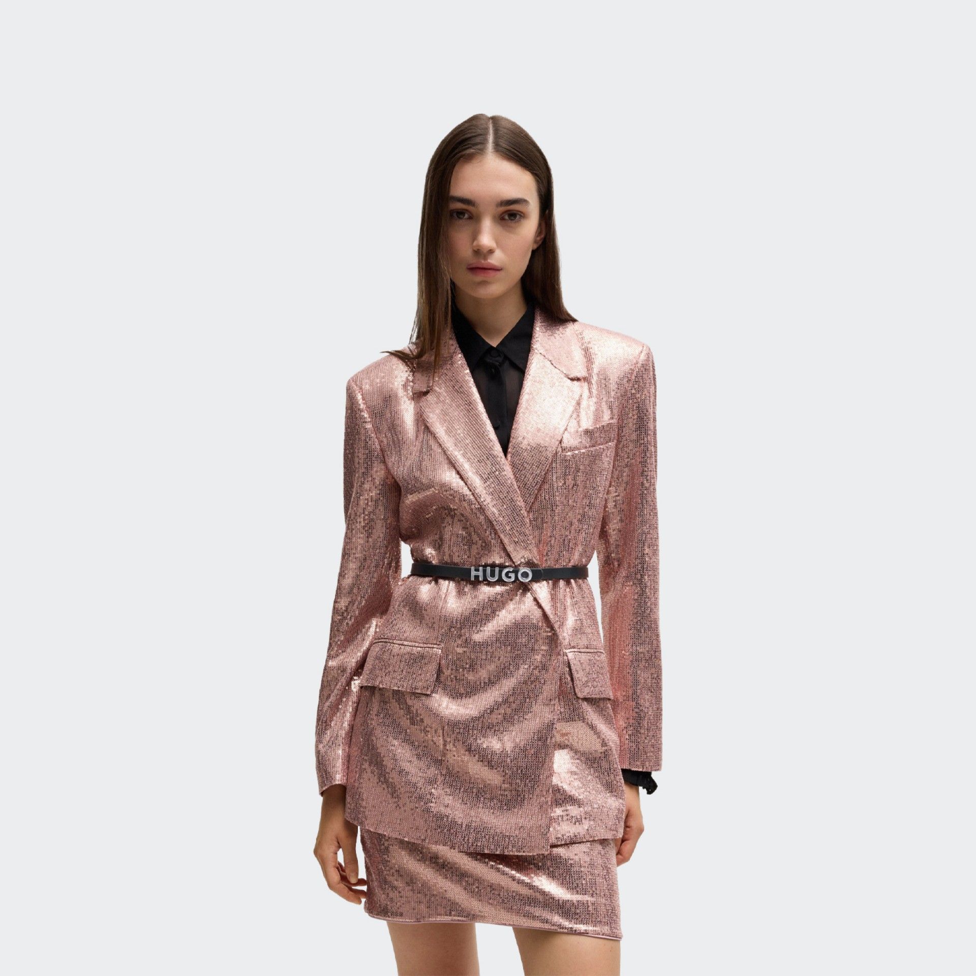 Ceinture en cuir avec boucle logo Hugo